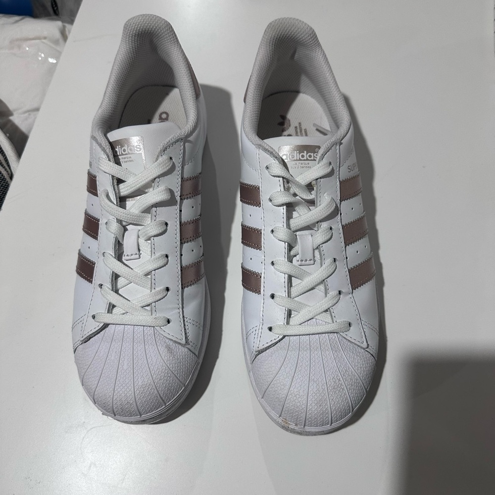 Adidas White and Tan Athletic Shoes